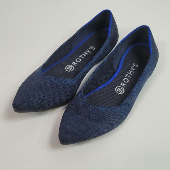ROTHY'S THE POINT FLATS IN INDIGO HEATHER, SZ 9 - Picture 1 of 14